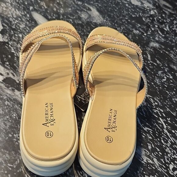 BRAND NEW AMERICAN EXCHANGE WOMEN'S BEADED WEDGE ESPADRILLE SANDALS - Picture 8 of 15